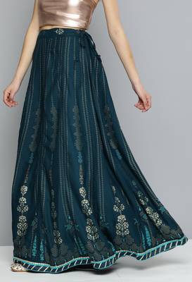 Blue printed rayon skirts 3