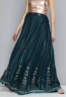 Blue printed rayon skirts 4