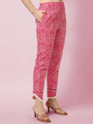 Red Floral Printed Sequins Gotta Patti Cotton Kurta With Pant and Dupatta Set  5