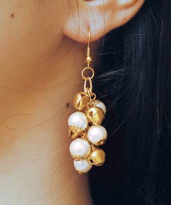 Pearl And Ghungroo Earrings  1