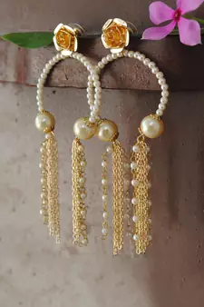 Pearly Inverted Hoops Earrings
