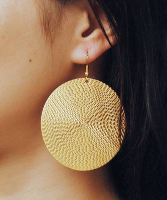 Flat Big Embossed Disc Earrings   1