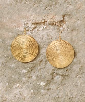 Flat Big Embossed Disc Earrings   2