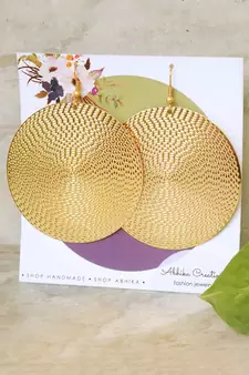 Flat Big Embossed Disc Earrings  