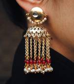 Golden Crescent Jhumki Earrings