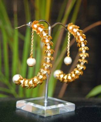 Floral Crescent Hoop Earrings 4