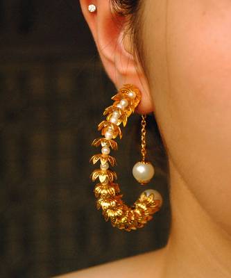 Floral Crescent Hoop Earrings 5