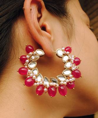 Afreen Hoop Red Earrings 1