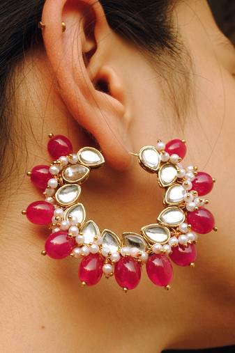 Afreen Hoop Red Earrings