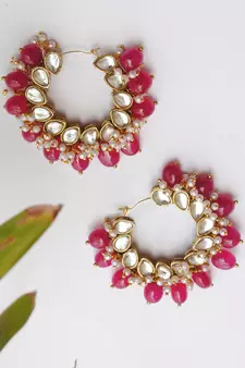 Afreen Hoop Red Earrings