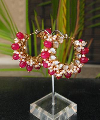 Afreen Hoop Red Earrings 3