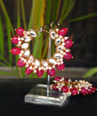 Afreen Hoop Red Earrings 4