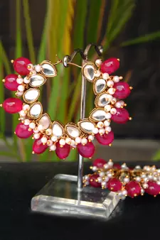 Afreen Hoop Red Earrings