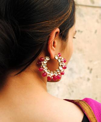 Afreen Hoop Red Earrings 5