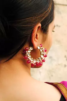 Afreen Hoop Red Earrings