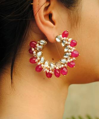Afreen Hoop Red Earrings 6
