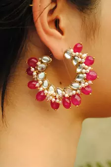 Afreen Hoop Red Earrings