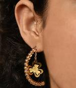 Floral Charm Drop Half Hoop Earring