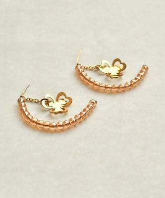 Floral Charm Drop Half Hoop Earring 3