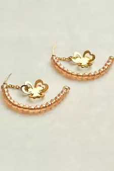 Floral Charm Drop Half Hoop Earring