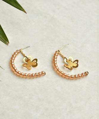 Floral Charm Drop Half Hoop Earring 4