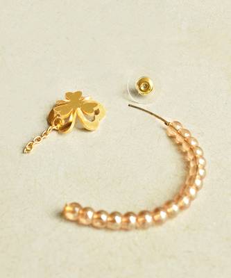 Floral Charm Drop Half Hoop Earring 5