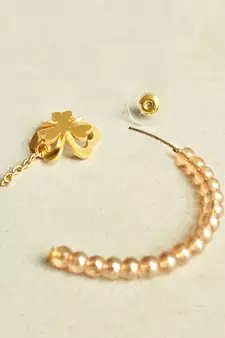 Floral Charm Drop Half Hoop Earring