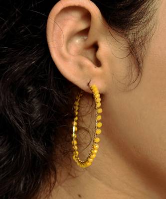 Beaded Hoop Earrings Yellow 1
