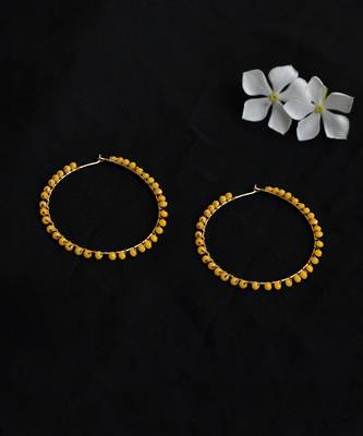 Beaded Hoop Earrings Yellow 2
