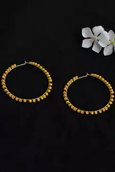 Beaded Hoop Earrings Yellow