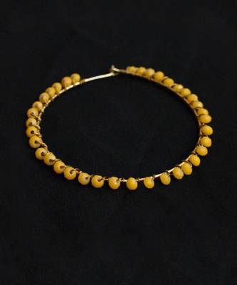 Beaded Hoop Earrings Yellow 3