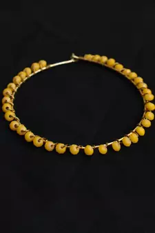 Beaded Hoop Earrings Yellow