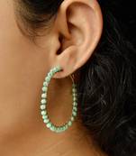 Beaded Hoop Earrings Blue