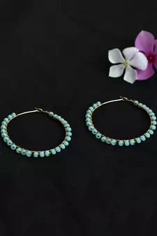 Beaded Hoop Earrings Blue