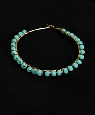 Beaded Hoop Earrings Blue 3