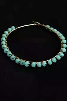 Beaded Hoop Earrings Blue