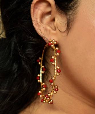Red Arch Hoops Earrings 1