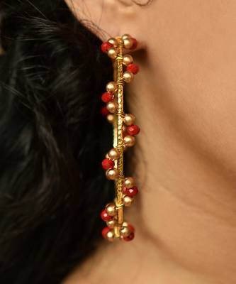 Red Arch Hoops Earrings 2