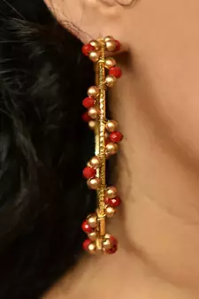 Red Arch Hoops Earrings