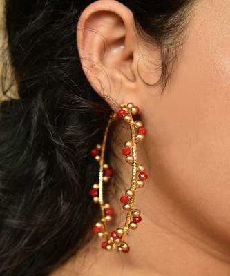 Red Arch Hoops Earrings 3