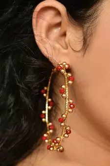 Red Arch Hoops Earrings