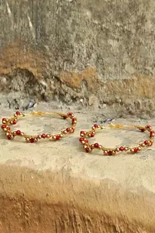 Red Arch Hoops Earrings