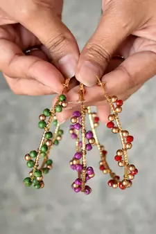 Red Arch Hoops Earrings