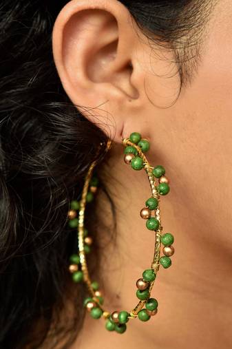 Green Arch Hoops Earrings