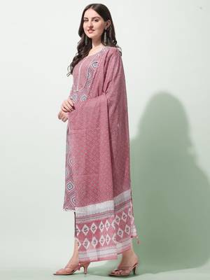 Coral Floral Printed Sequins Gotta Patti Cotton Kurta With Pant and Dupatta Set  2
