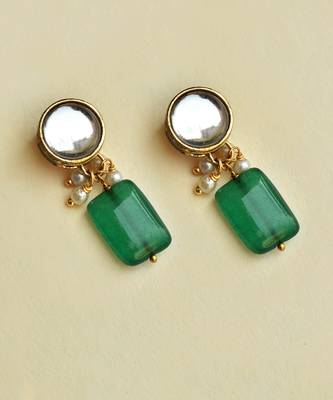 Green Glass Stone Earrings 3