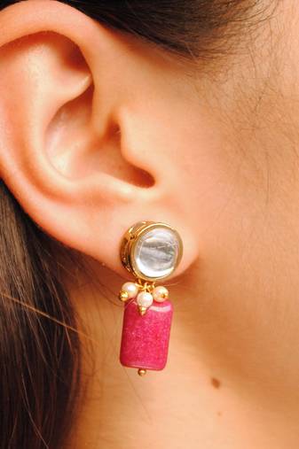 Red Glass Stone Earrings