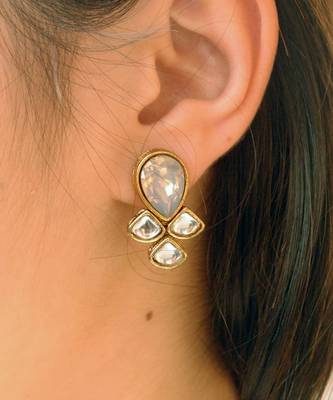 Grey Kundan Earrings  1