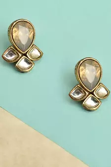 Grey Kundan Earrings 