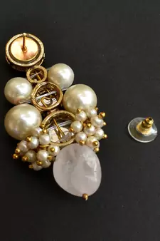 Baby Pink Glass Stone Kundan Earrings